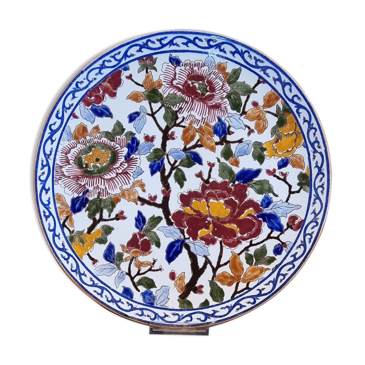 Plat Gien modèle Pivoines