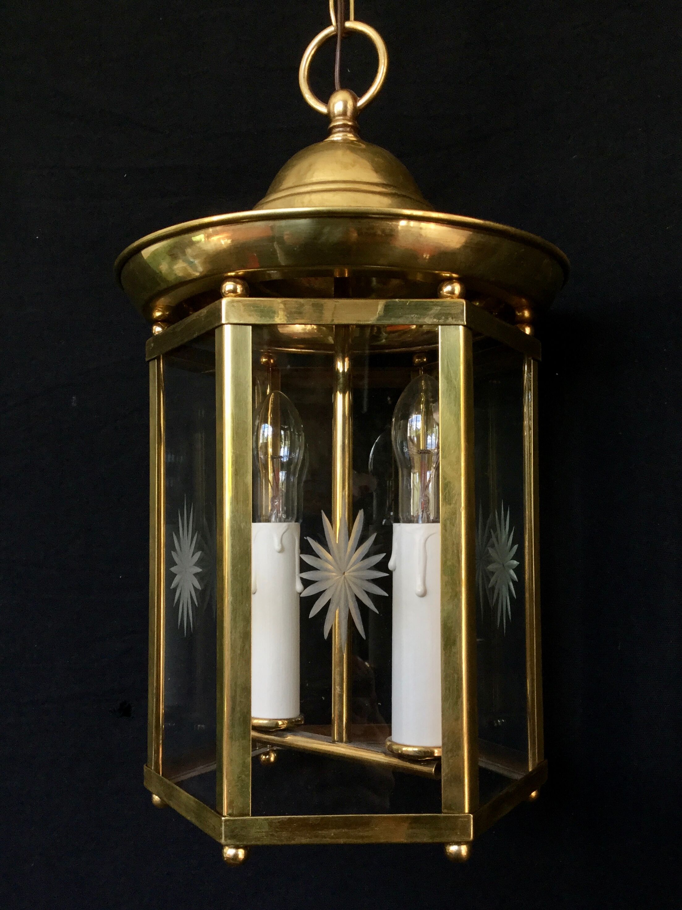 Lantern 2 lights in bronze and brass