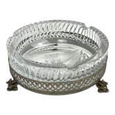 Ashtray in cut crystal and silver metal