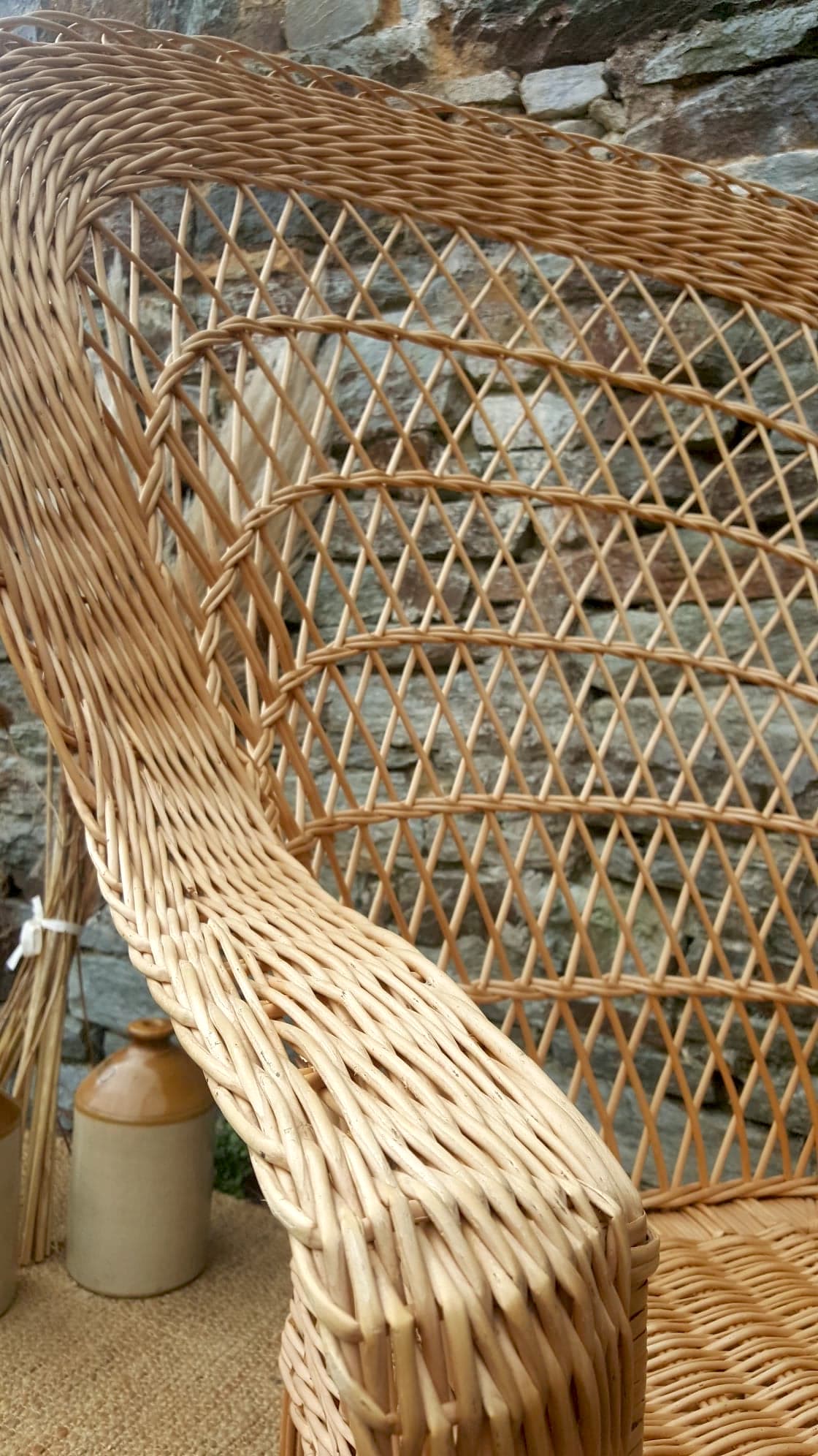 Fauteuil Emmanuelle en rotin vintage 1970