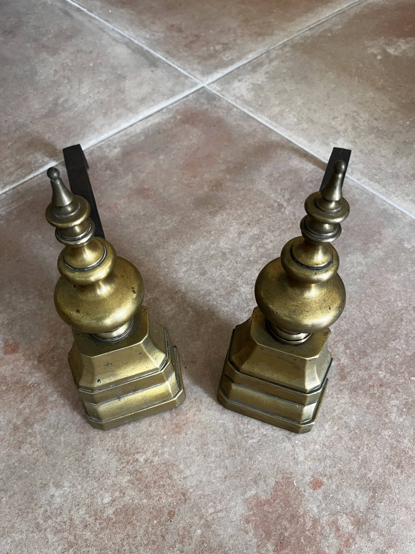 Pair of brass andirons