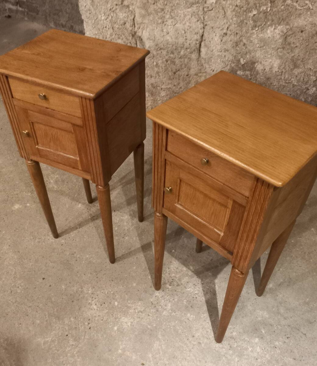 Paire table de chevet chêne massif art deco années 30/40