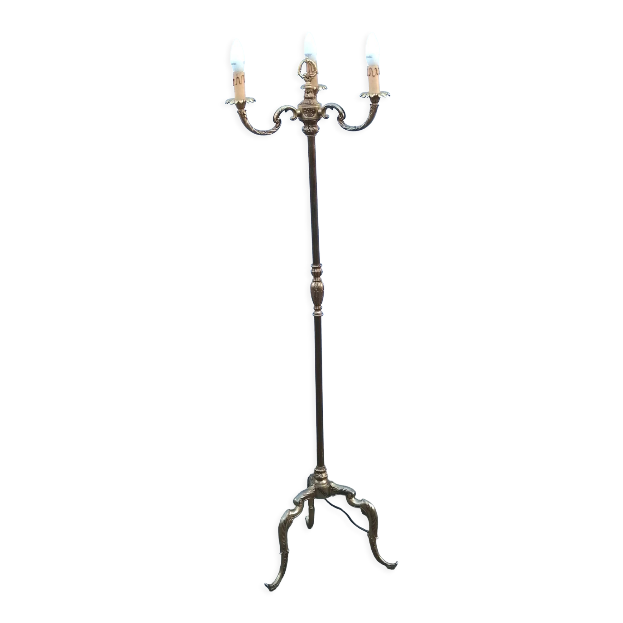 Bronze tripod floor lamp, vintage 1960