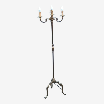 Bronze tripod floor lamp, vintage 1960