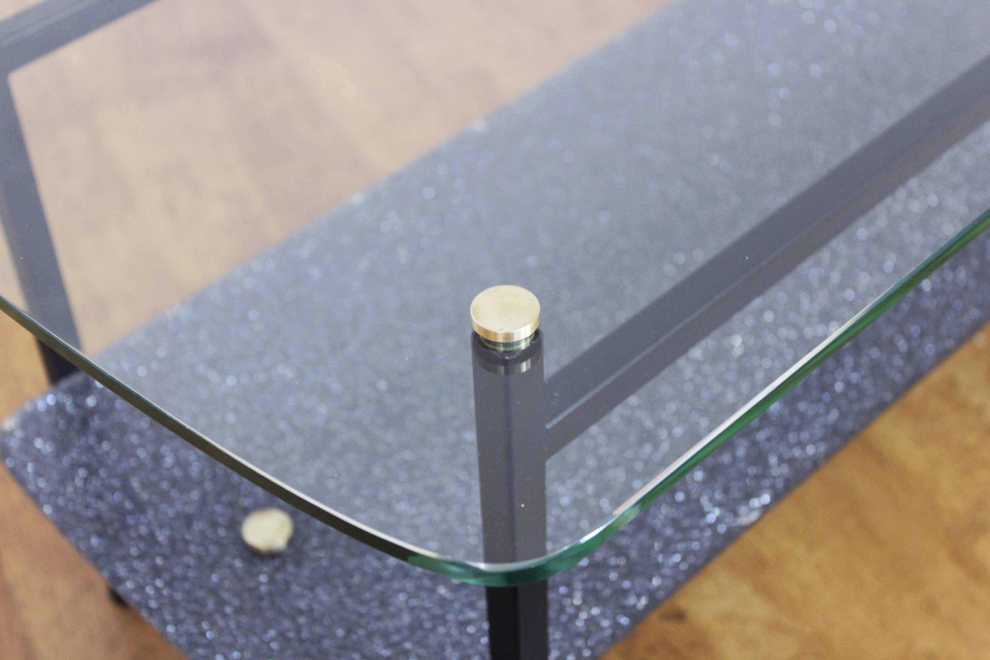 Vintage glass and metal coffee table 1970