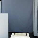 Trio of small rectangular serving dishes white and black Indonesian ceramic 21x16