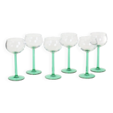 Set of 6 Vintage Luminarc Alsace Wine Glasses Narrow Green Base
