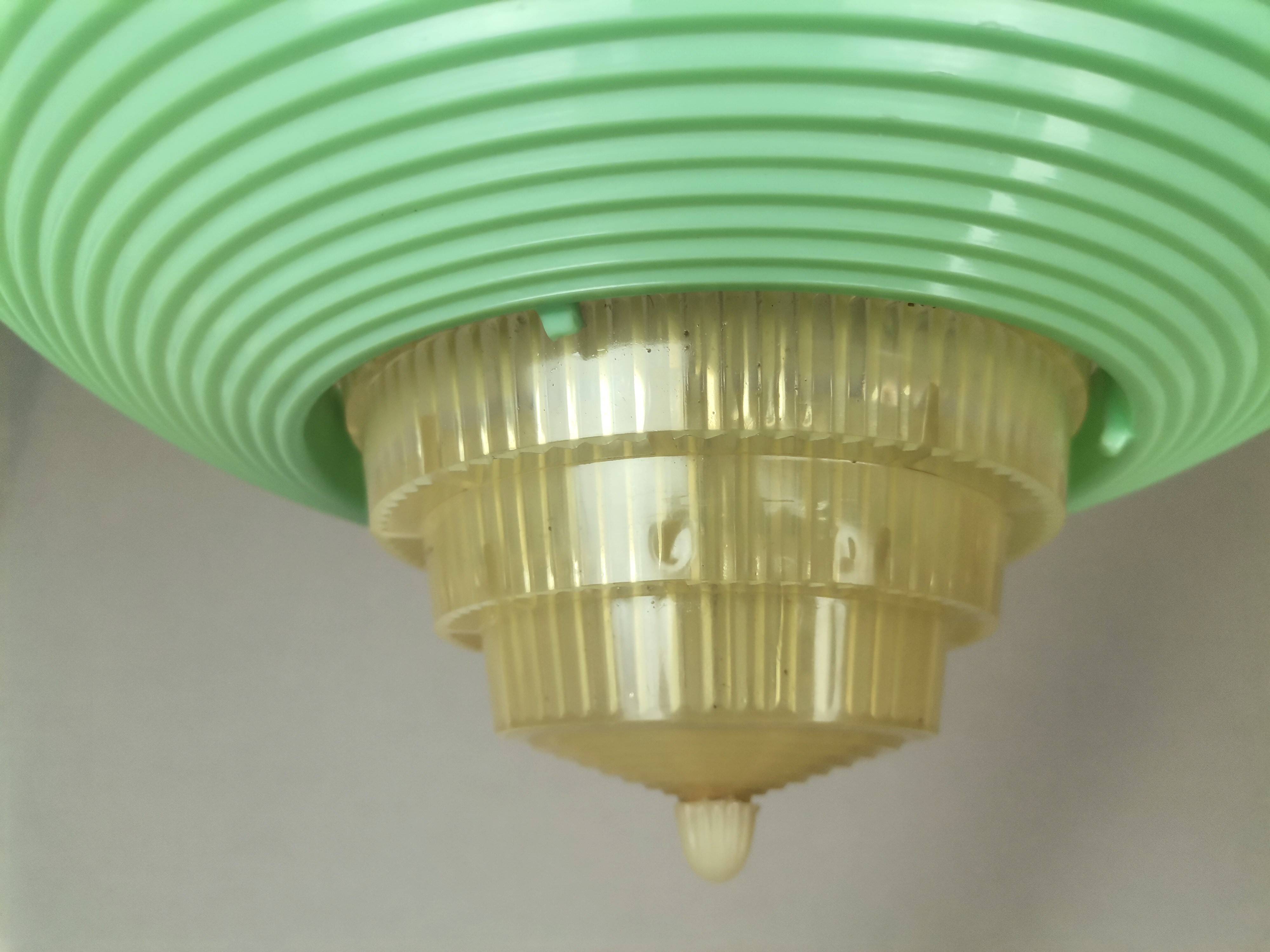 Scandinavian green acrylic clip on hanging lamp 1960s