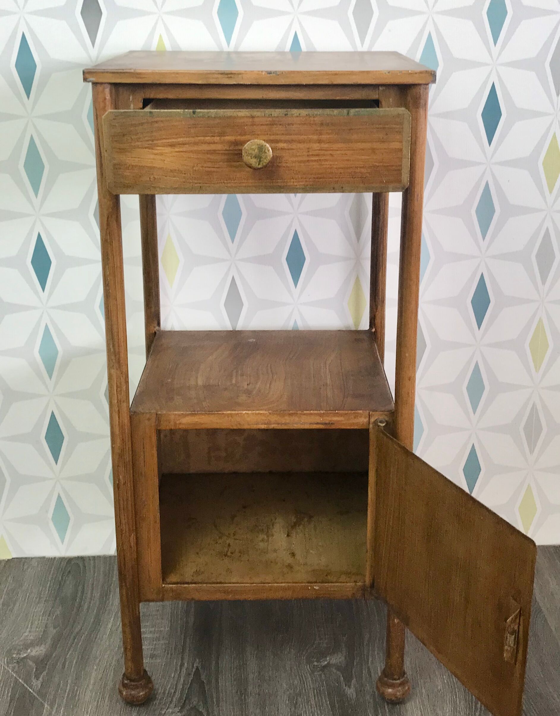 Painted metal bedside table