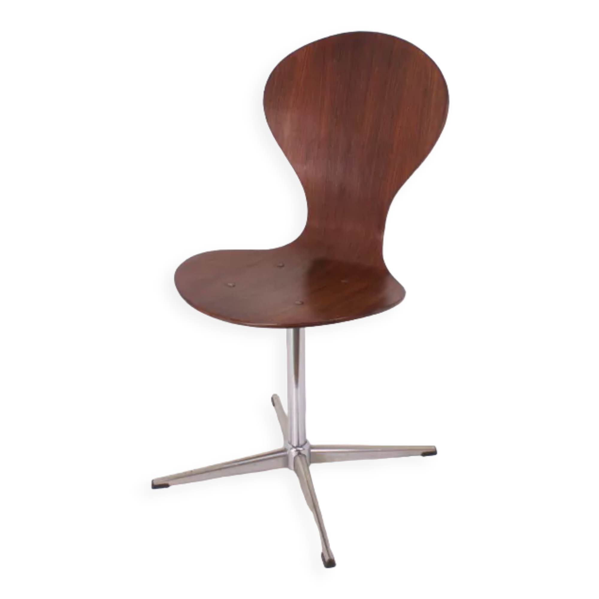 Vintage rotating chair in rosewood and chromed metal, 1950