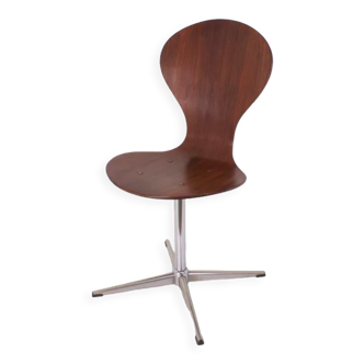 Vintage rotating chair in rosewood and chromed metal, 1950