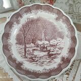 Set of 12 Swiss Landscape HE dinner plates with brown winter decor