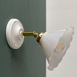 Vintage wall lamp with white opaline glass shade
