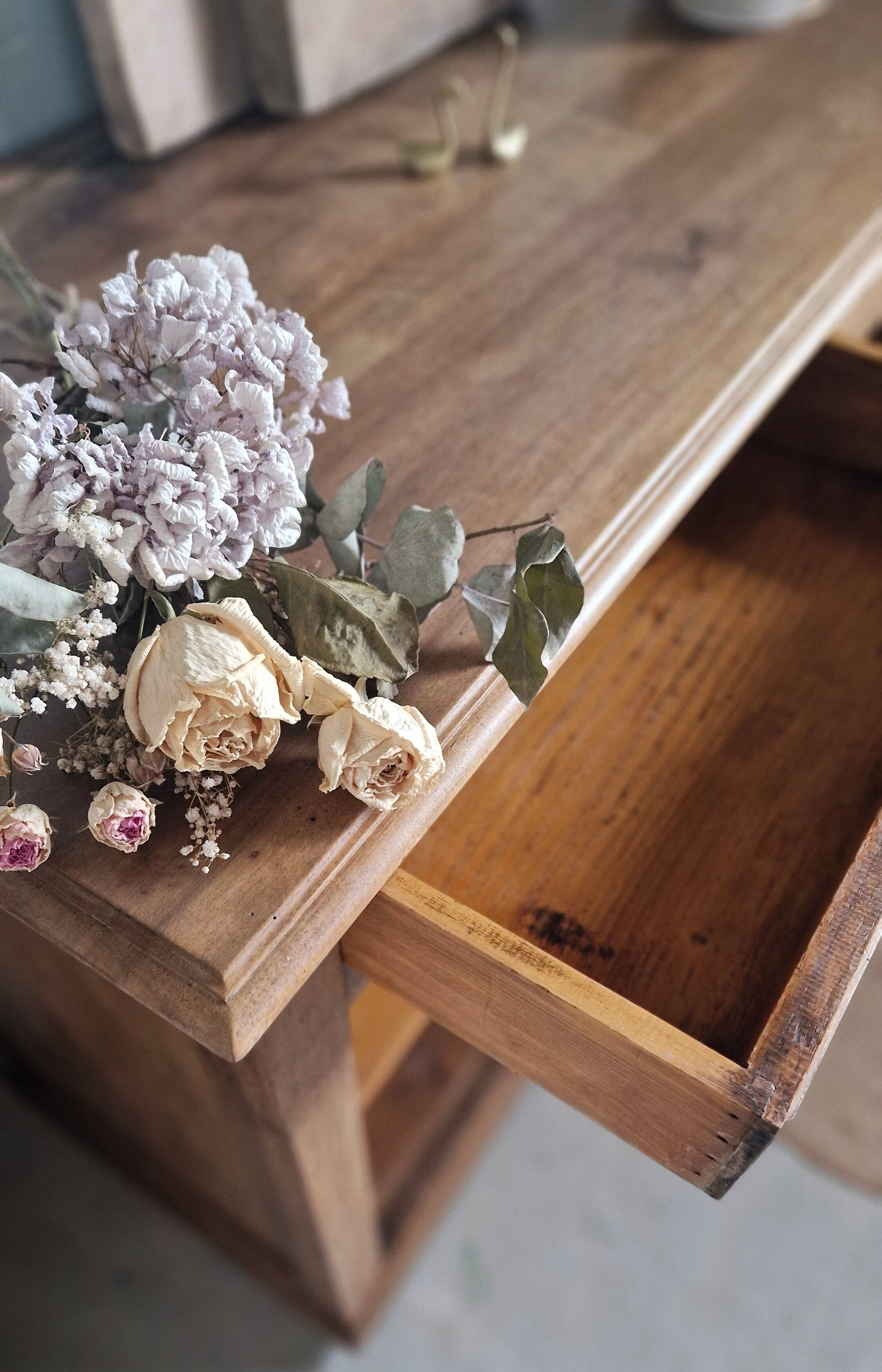 Old open walnut buffet