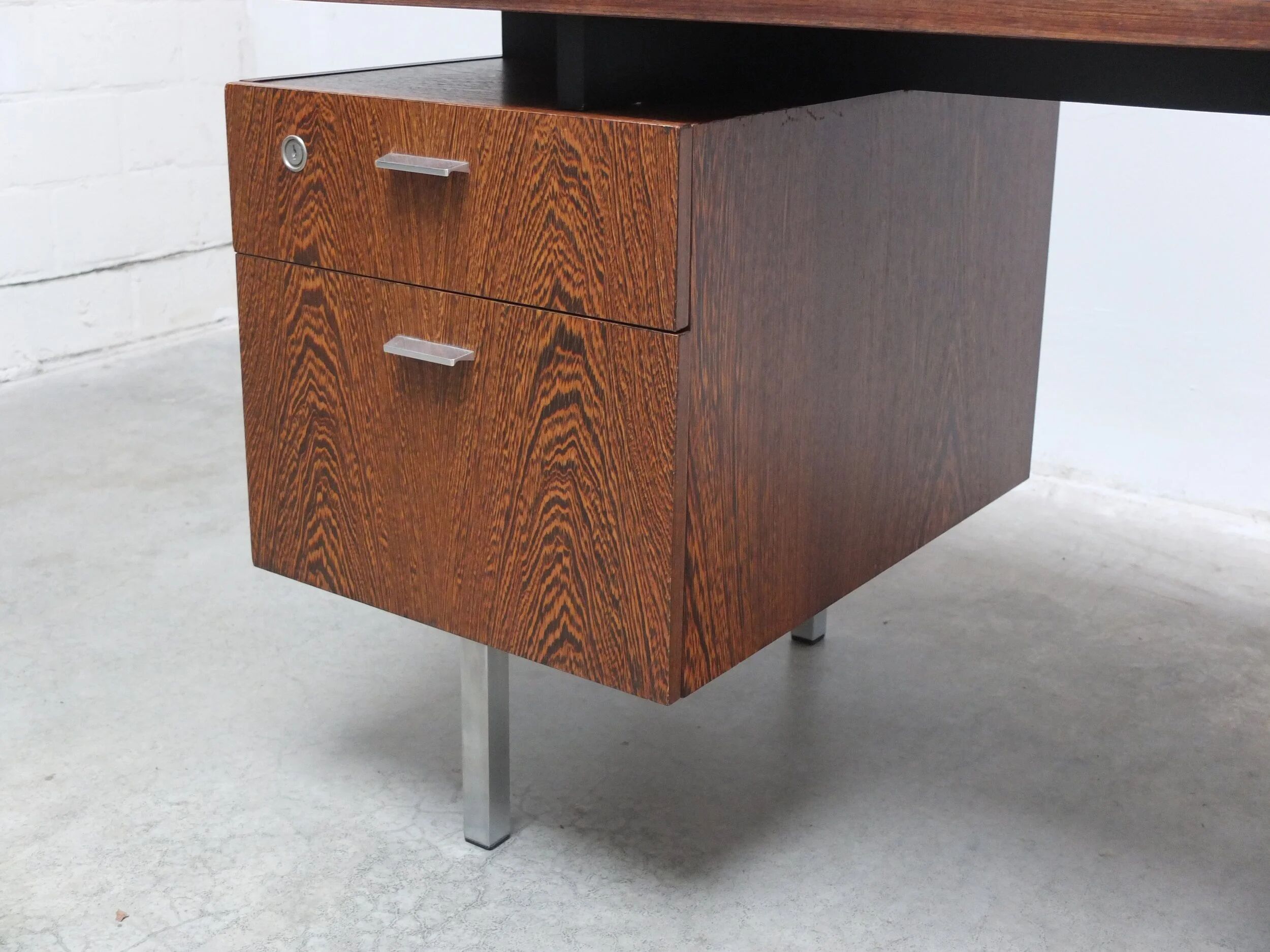 Freestanding modernist writing desk in wengé, 1960s