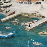 Painting on vintage canvas