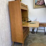 Secrétaire bois/osier vintage