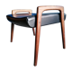 Repose-pieds pieds bois compas simili cuir noir design scandinave