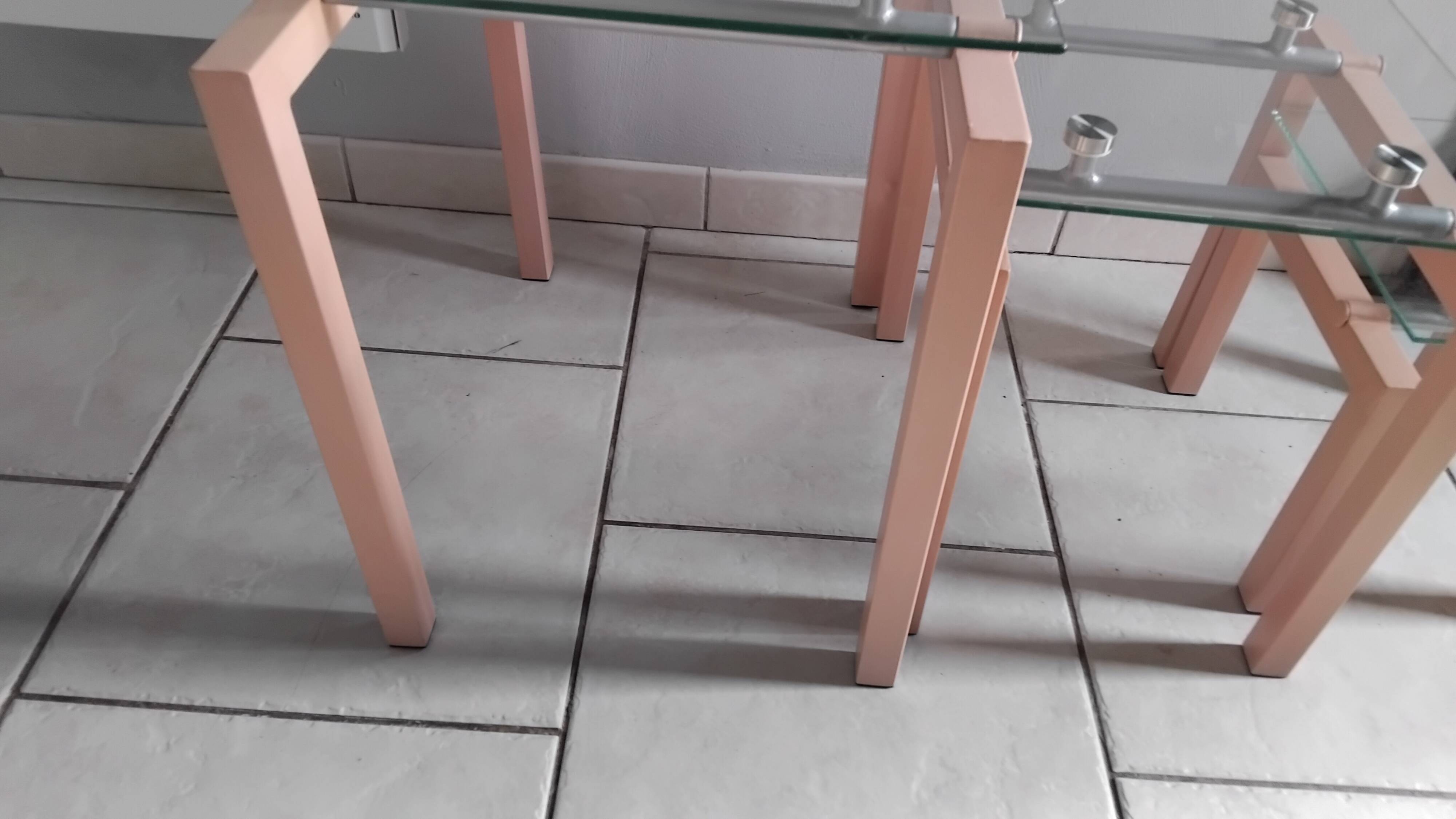Table gigognes métal et verre