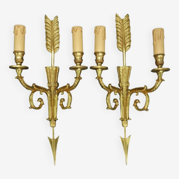 Pair of large sconces, arrow and eagle heads, Empire style - bronze