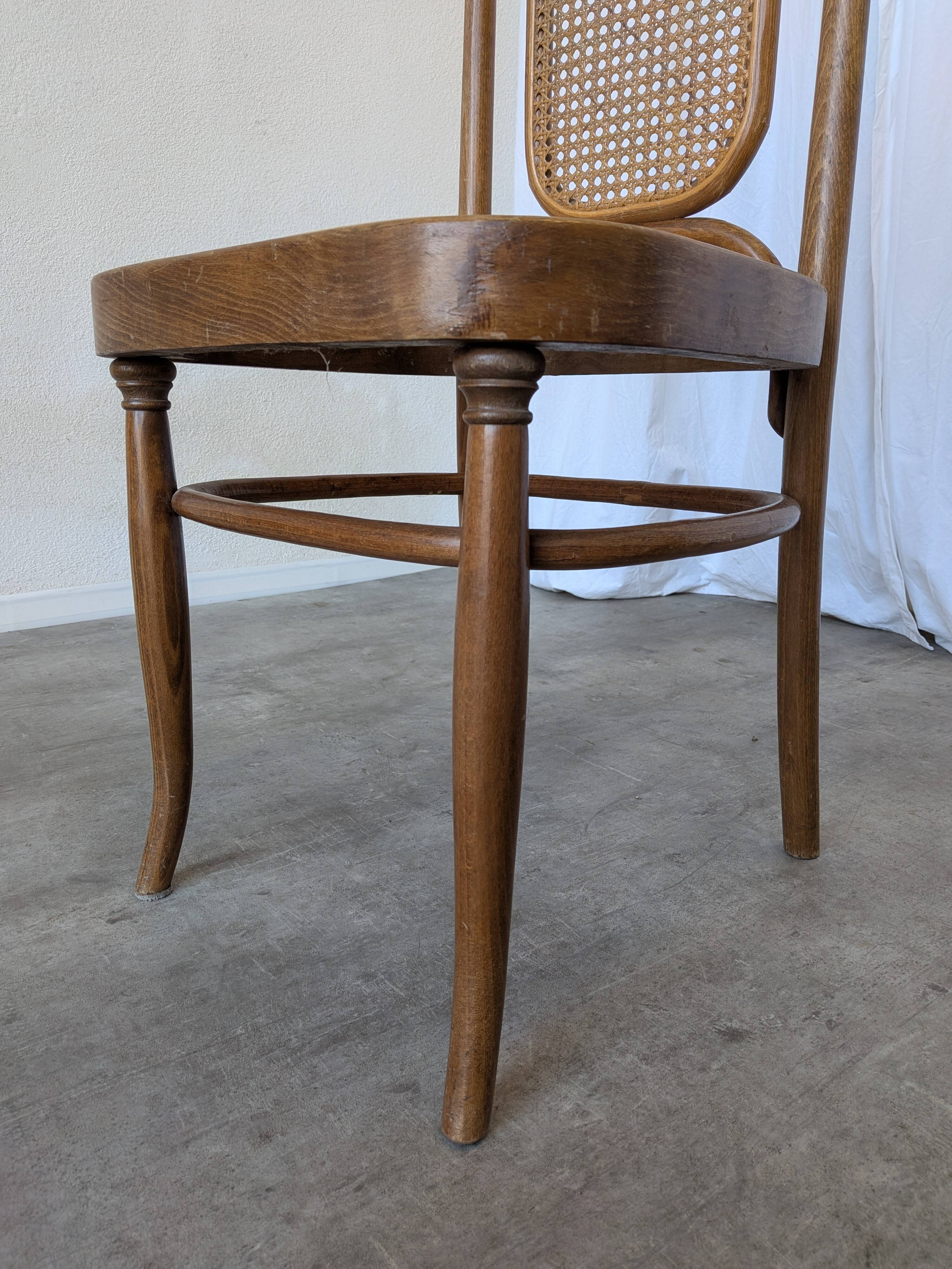 Vintage High Back Bentwood Cane Dining Chair / Thonet Style / Torn Seat