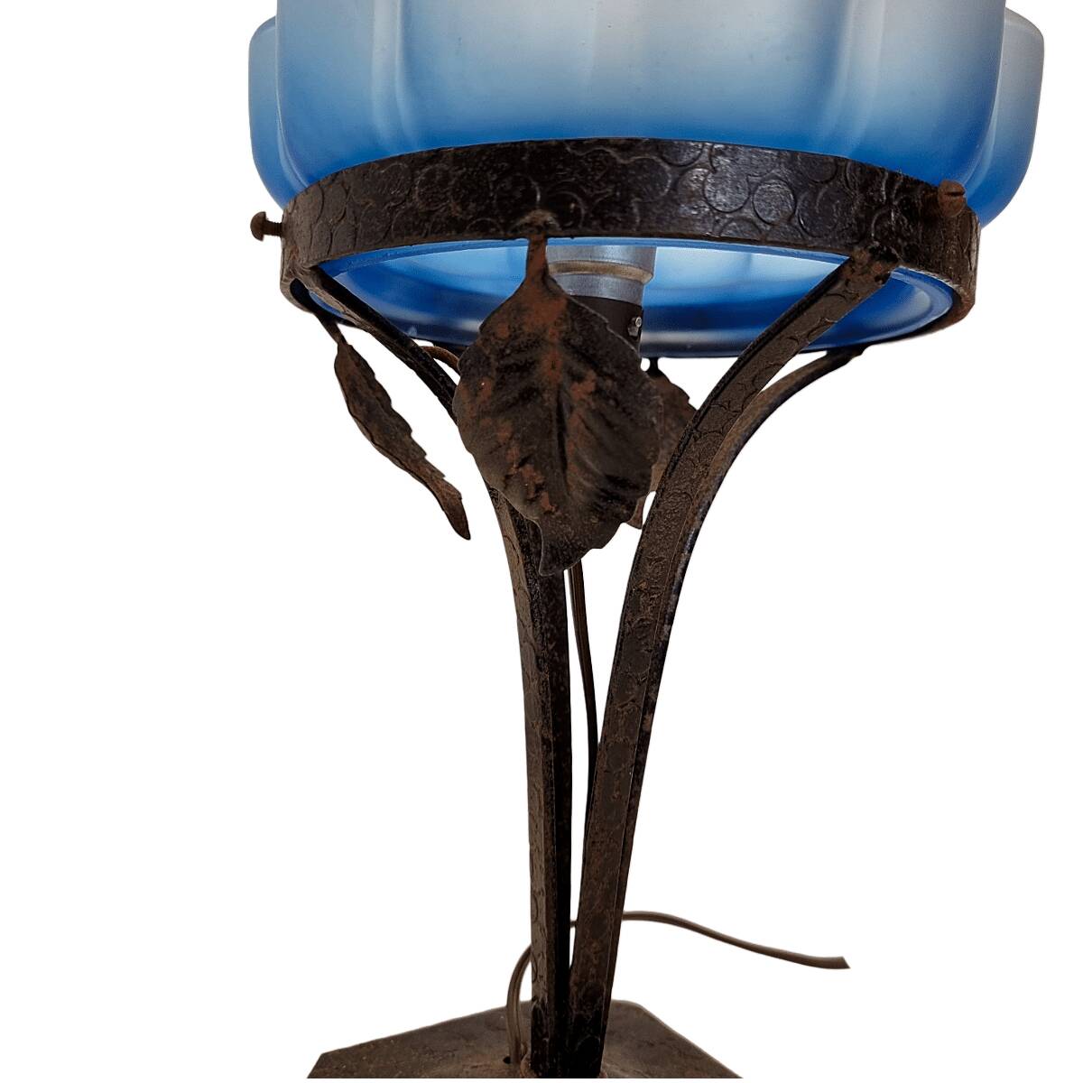 French Art Deco Lamp with Blue Shade, 1920/30s