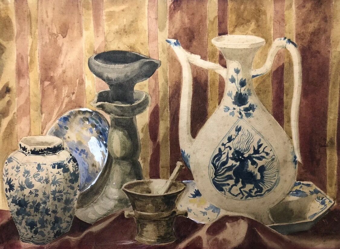 Tableau peinture alfredo müller nature morte still life