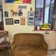 Mustard velvet toad stool bench