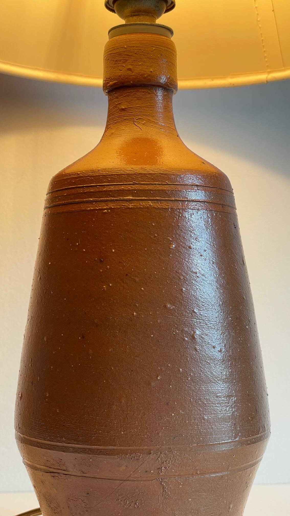 Vintage glazed stoneware lamp from Portugal.