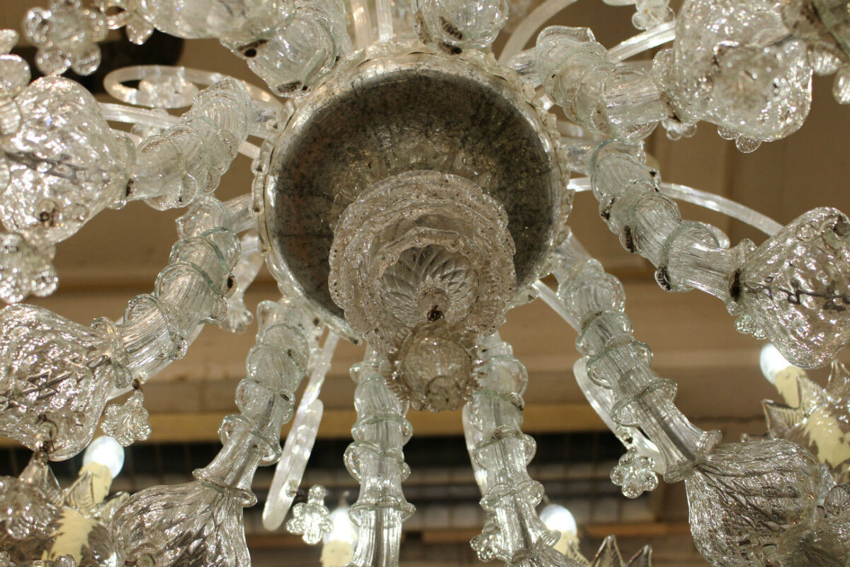 Tall Classical Murano Glass Chandelier-
