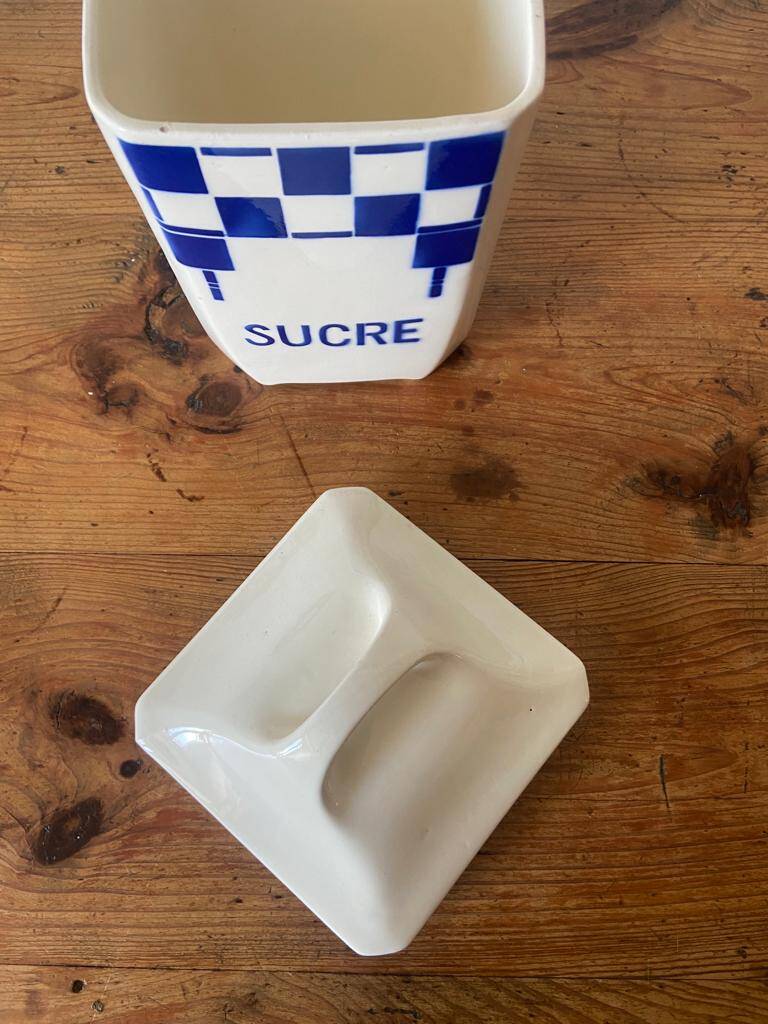 Pot à sucre vintage Badonwiller, motif damiers