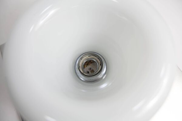 Applique Doria Leuchten 1960 Alu Opaline + ampoule led chrome , Allemagne