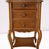 Table de chevet style Régence en noyer et marbre