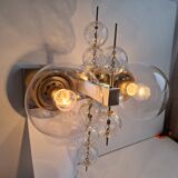 Applique murale tchèque en laiton et verre du milieu du siècle, par Kamenický Šenov, années 1970