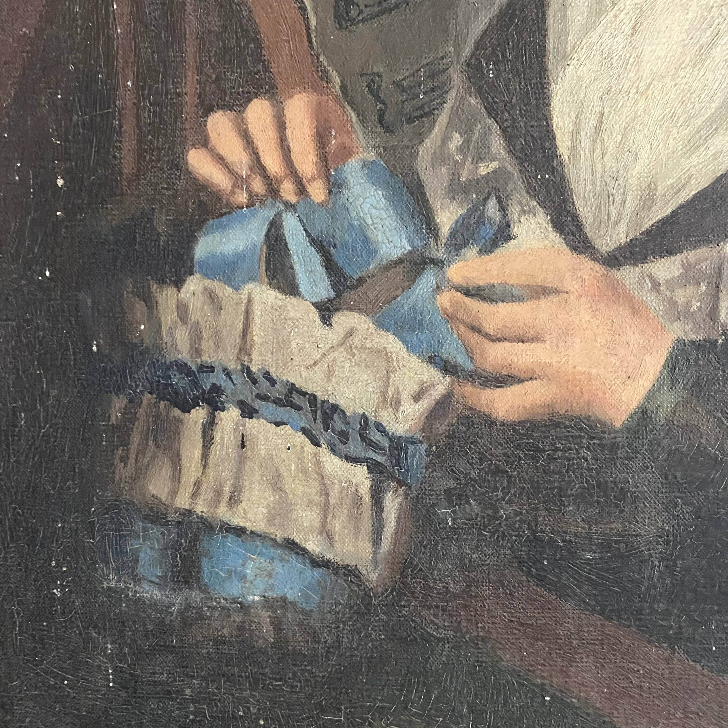 Old portrait of a woman from the Empire period (circa 1820) 54X64cm