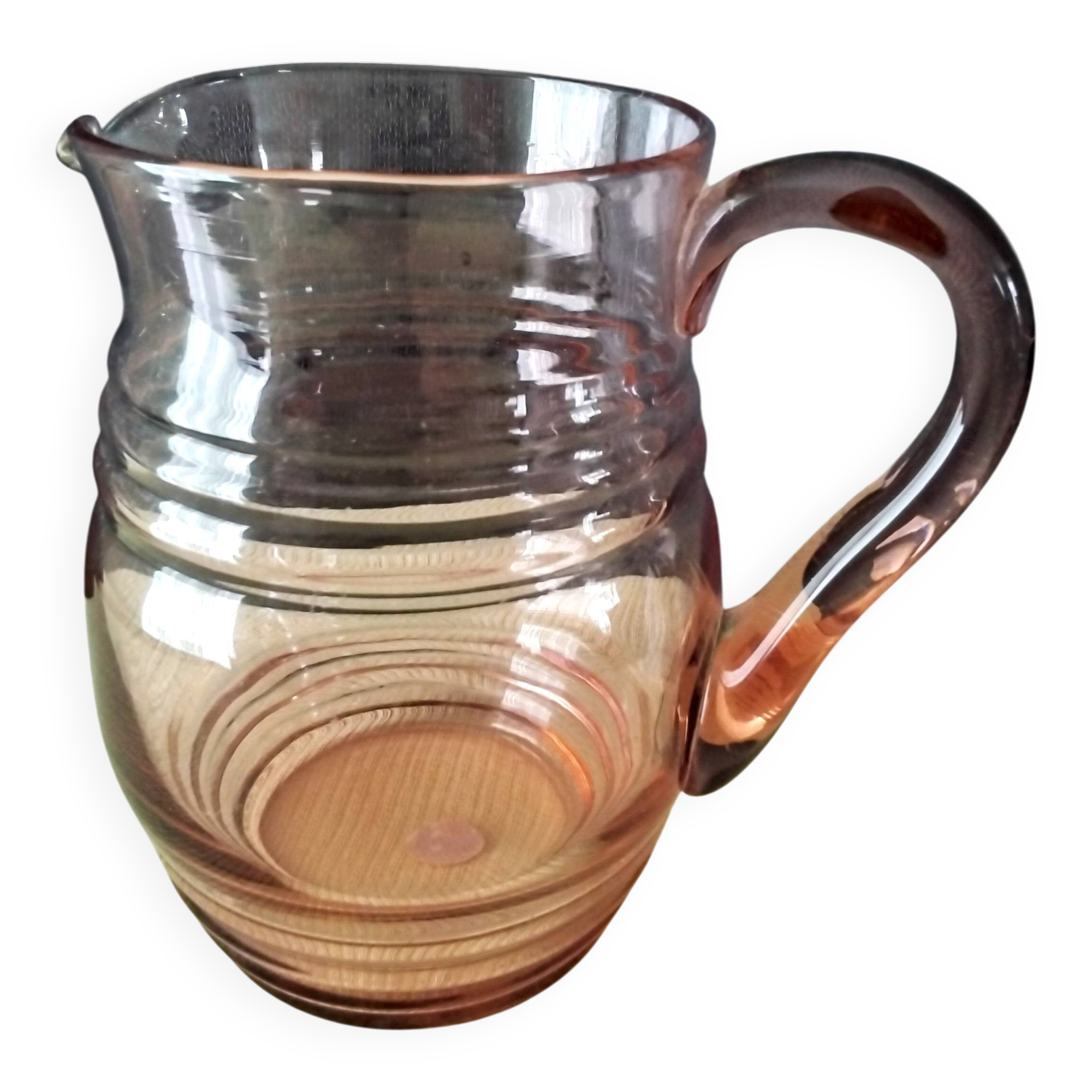 Vintage water carafe, pink glass jug 1.45 L