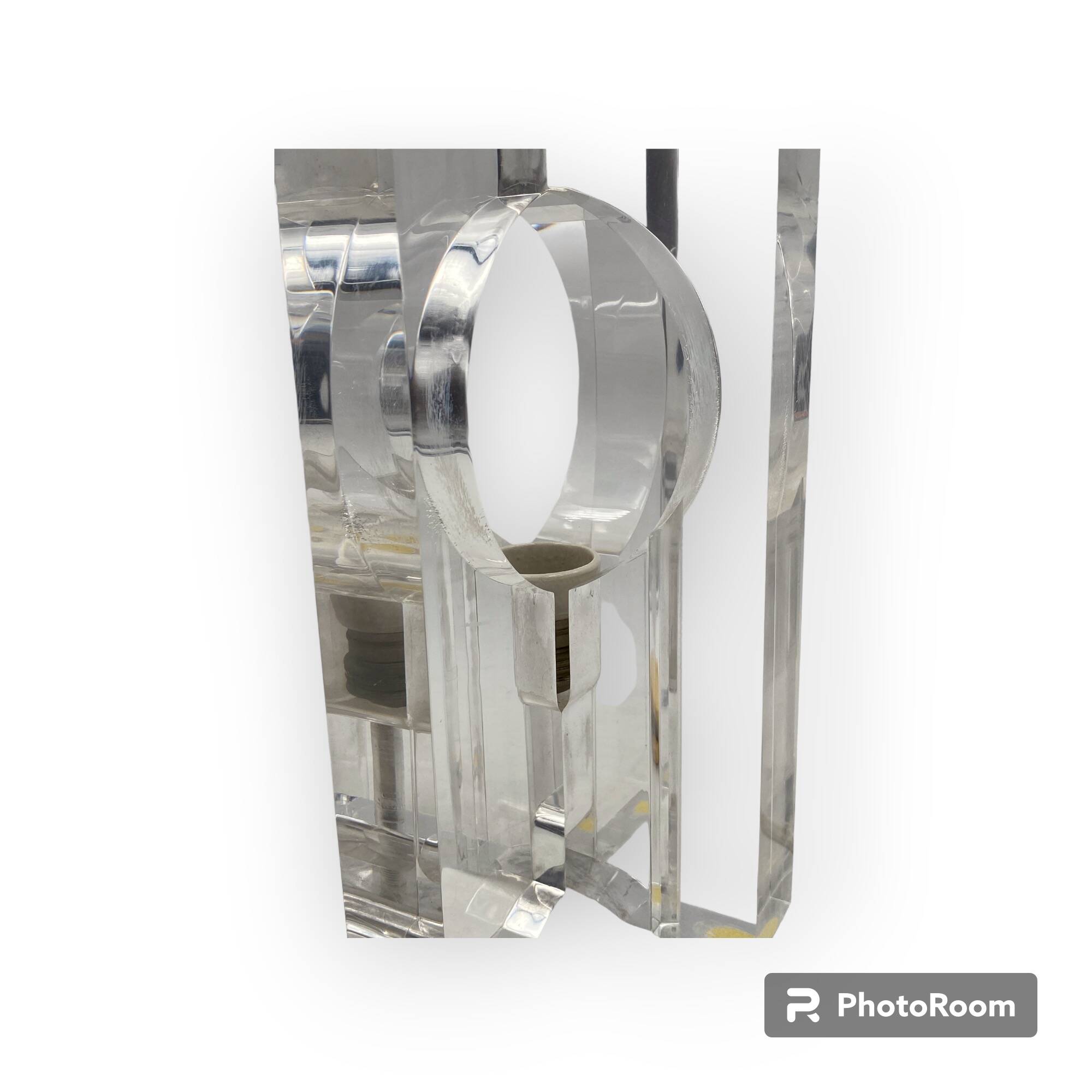 Sandro Petti, sculptural lucite table lamp, Maison Jansen France 1970s