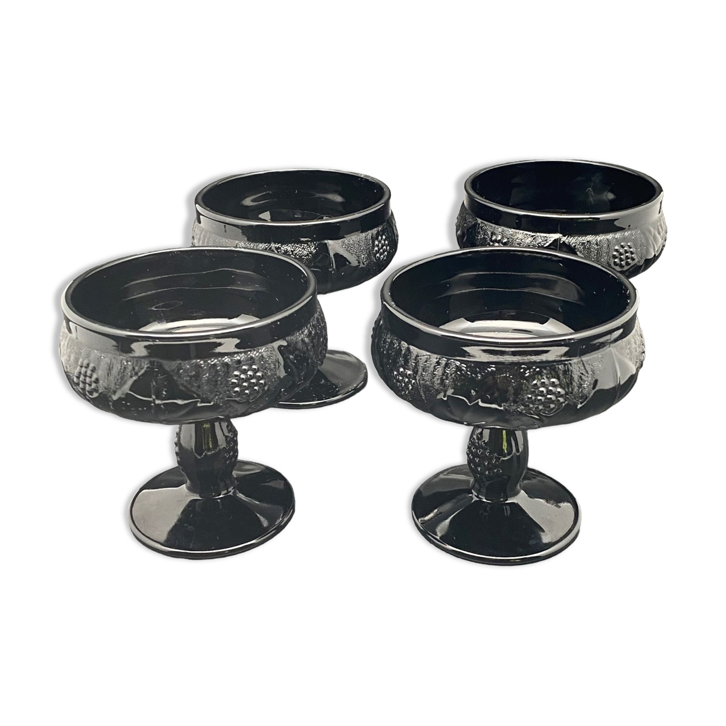 Black opaque glass dessert cups