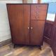 Mid-Century teak wardrobe in brown by Meredew, vertical storage 1960s