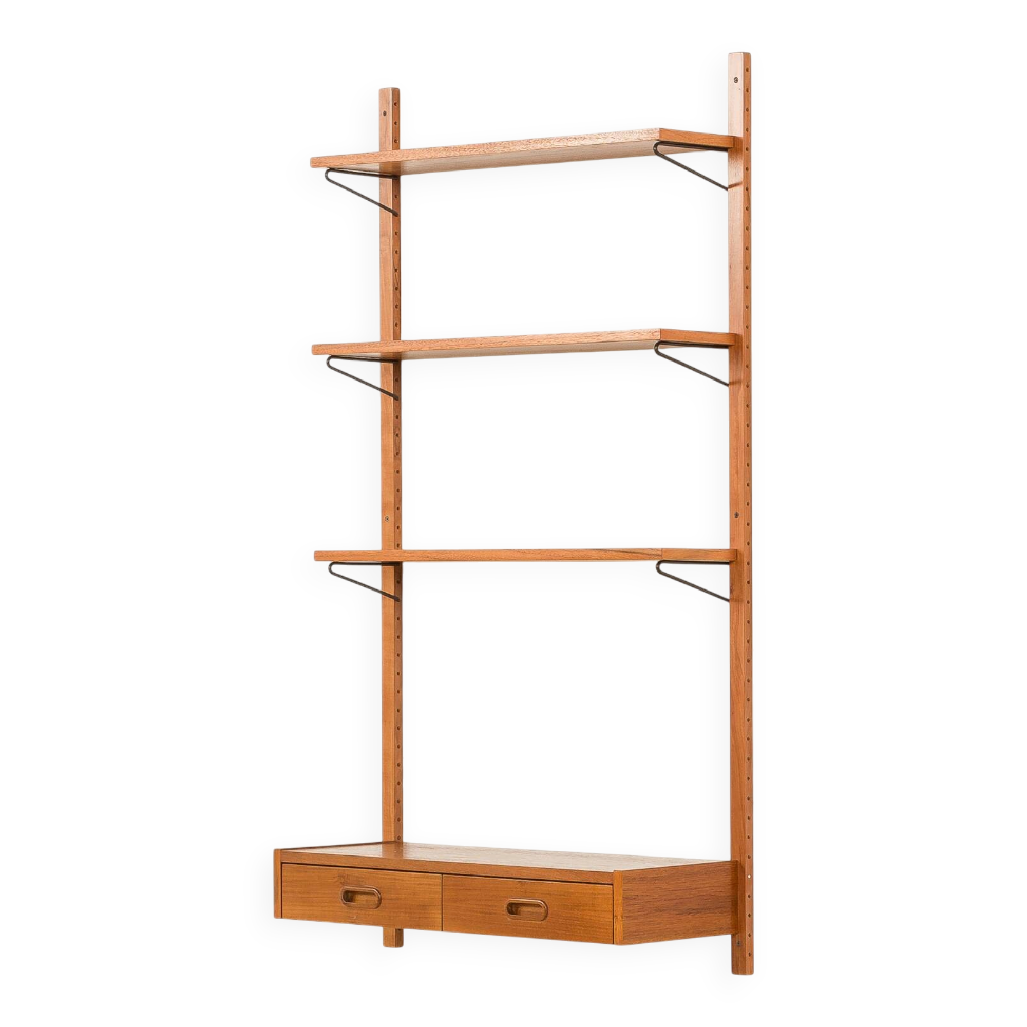 Étagère en teck scandinave des années 1970 avec un console.