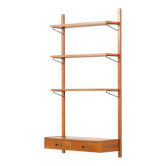 Scandinavian mid century teak shelving unit with a console, 1970s