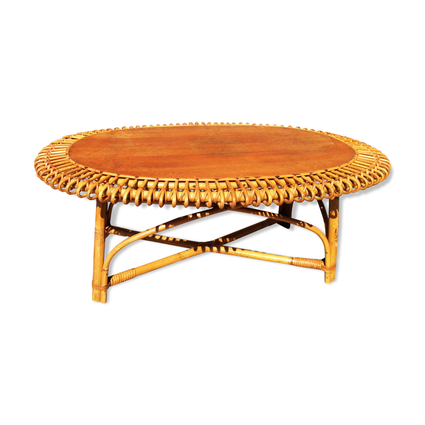 1960s rattan coffee table