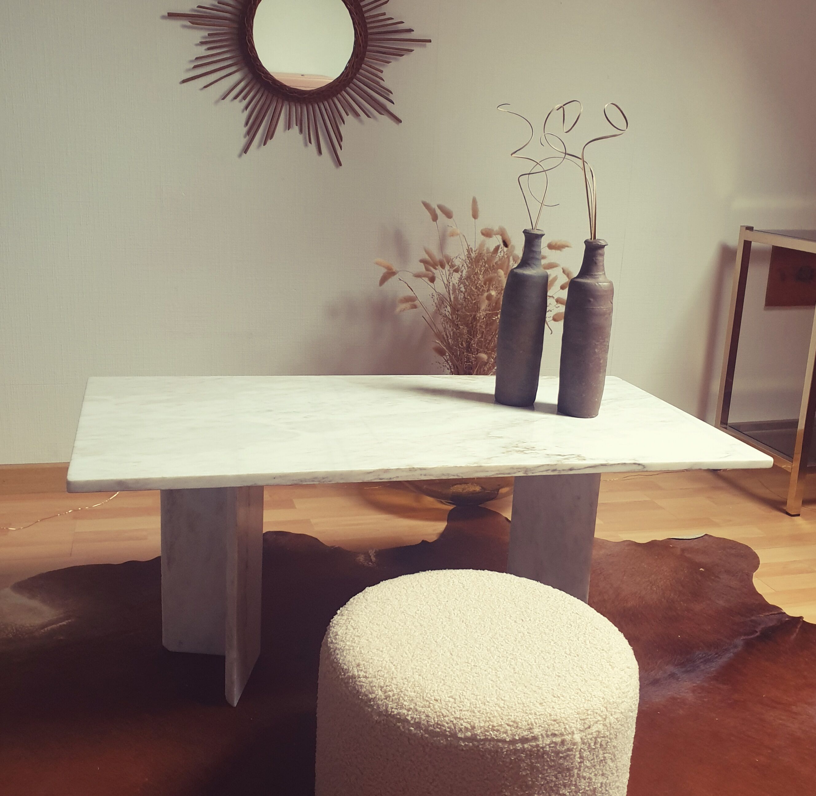 Vintage Carrara marble coffee table