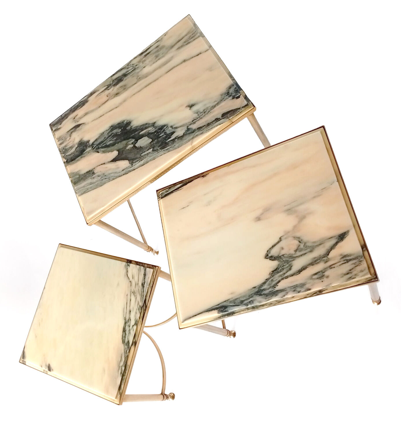 Nested tables in brass and marble.