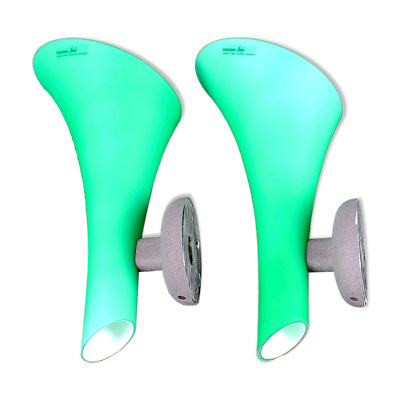 Pair d'appliques en verre Murano vert, par Carlo Nason pour ''Murano Due'', Italie