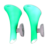 Pair of postmodern green glass wall sconces, by Carlo Nason for "murano due", Italy