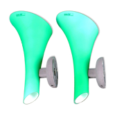 Pair d'appliques en verre Murano vert, par Carlo Nason pour "Murano Due", Italie