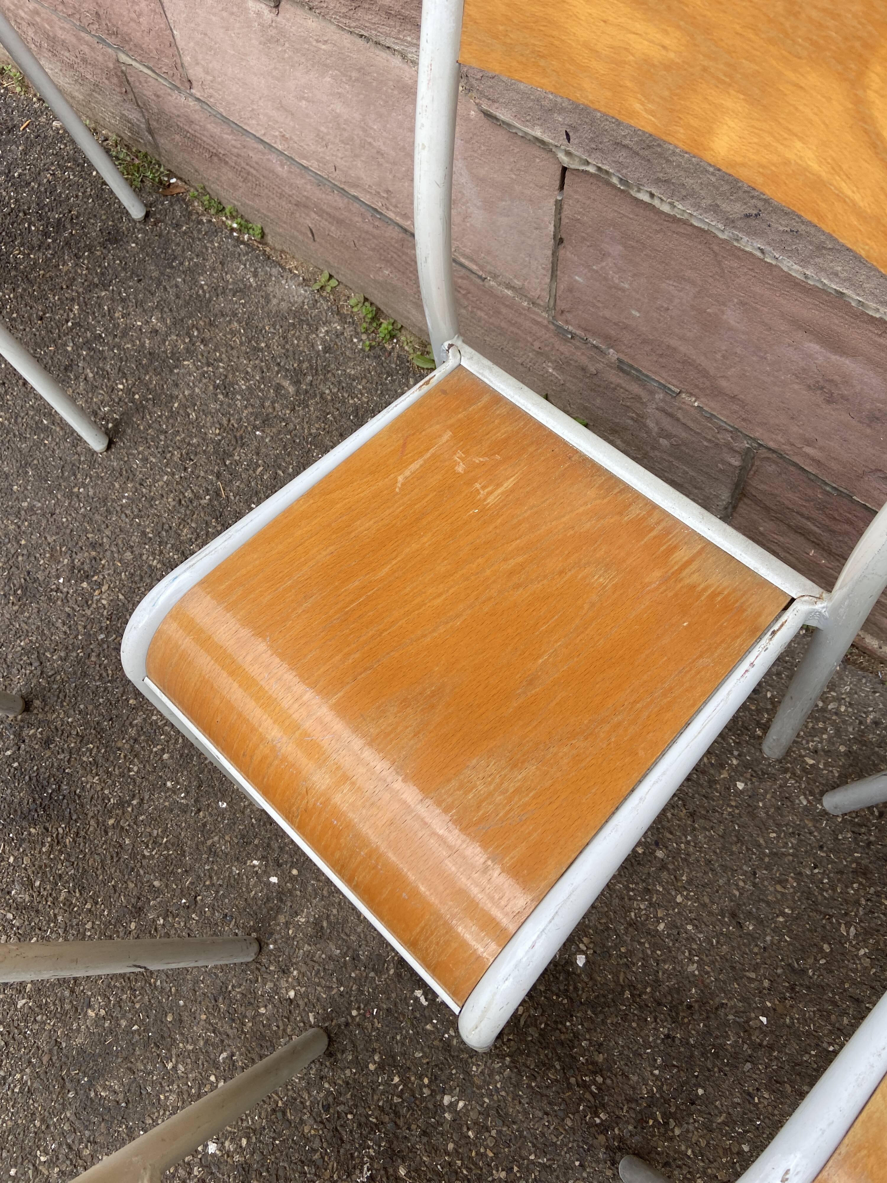 6 school chairs 70s industrial vintage school communities Mullca gaston cavaillon