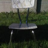 Table formica marble and 4 matching vintage chairs