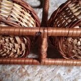 Petit panier double en osier Vintage